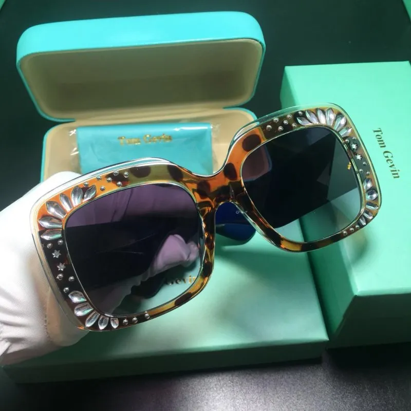 Солнцезащитные очки больших размеров, стразы, роскошные брендовые дизайнерские солнцезащитные очки для женщин, квадратные оттенки, женские модные солнцезащитные очки в стиле ретро