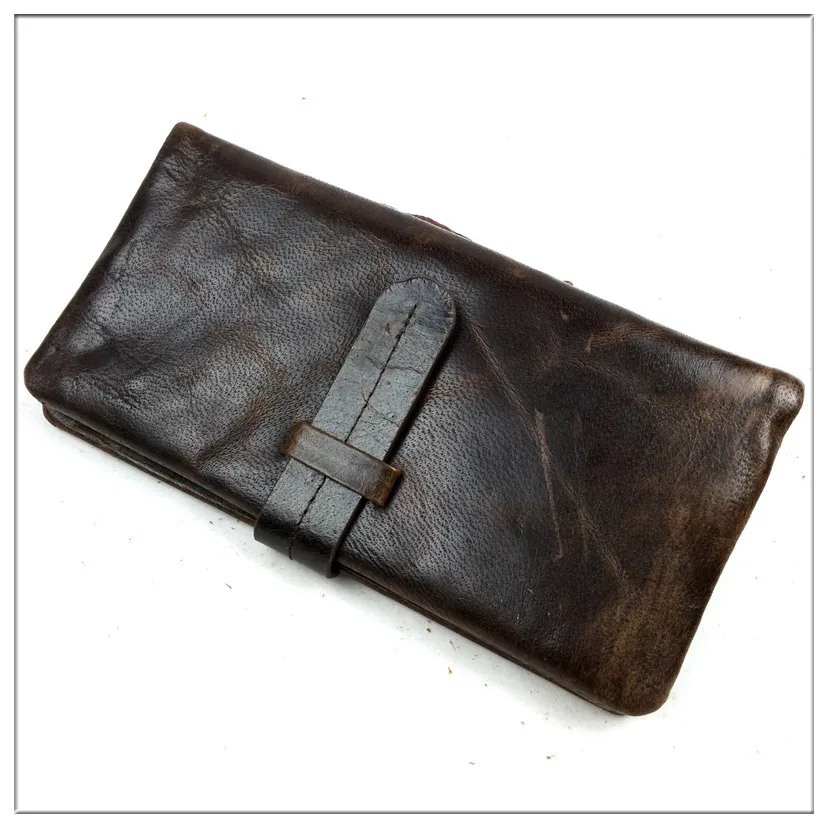 

Best For Gift! Vintage Luxury Genuine Men Cow Leather Wallet/ Long Design Natural Leather Men Purse Wallet Card Holder