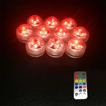 

10*LED Multi Color RGB Submersible Waterproof Party Vase Decor Base Mini Lights Remote Control Wedding Christmas Valentines Day