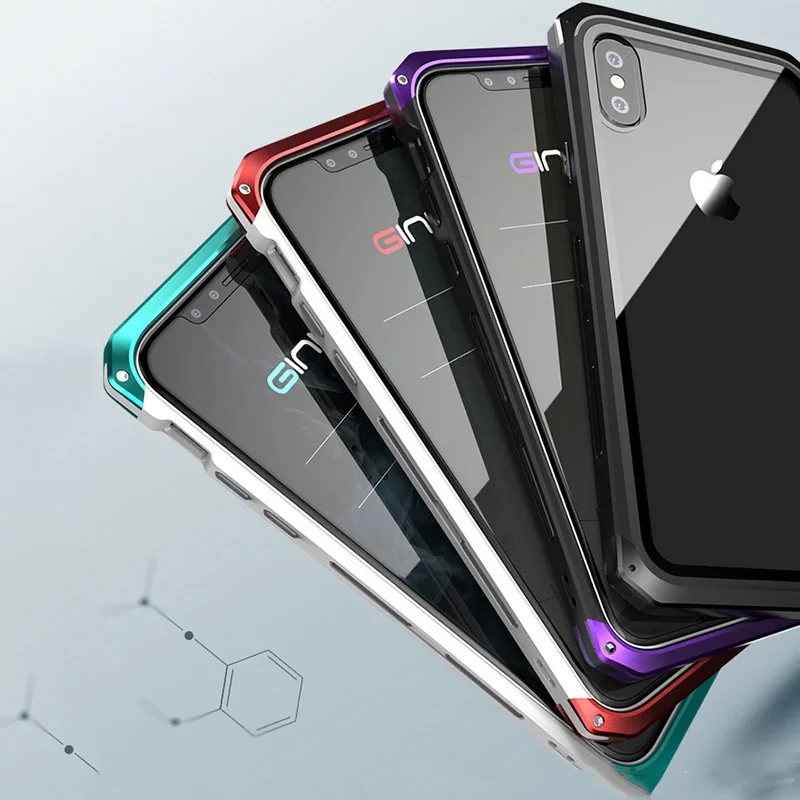Роскошный Металлический стеклянный чехол для iphone XS MAX XR Алюминиевый