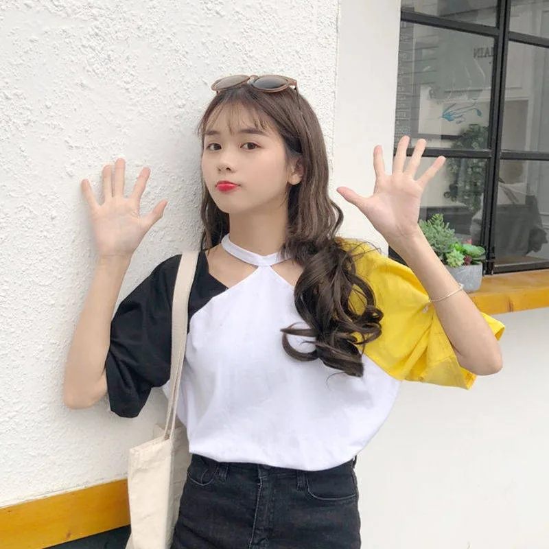 T-shirts Women Sweet Fashion Loose Soft Leisure Korean Style Harajuku Womens Clothing All-match Simple Daily Students Chic 2020