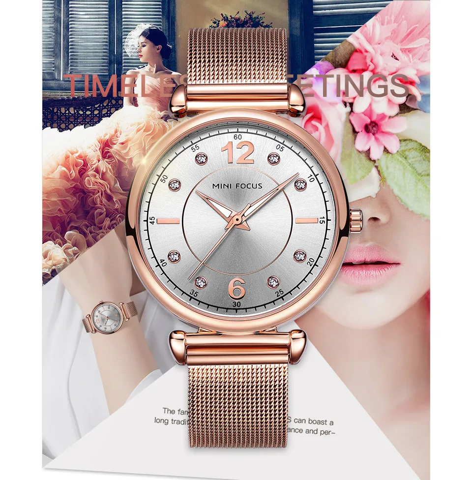 MINI FOCUS Fashion Blue Watch Women Stainless Steel Ladies Clock Luxury Exquisite Women's Watches reloj mujer relogio feminino