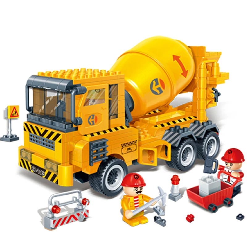 Child building block set compatible with engineering Concrete mixer