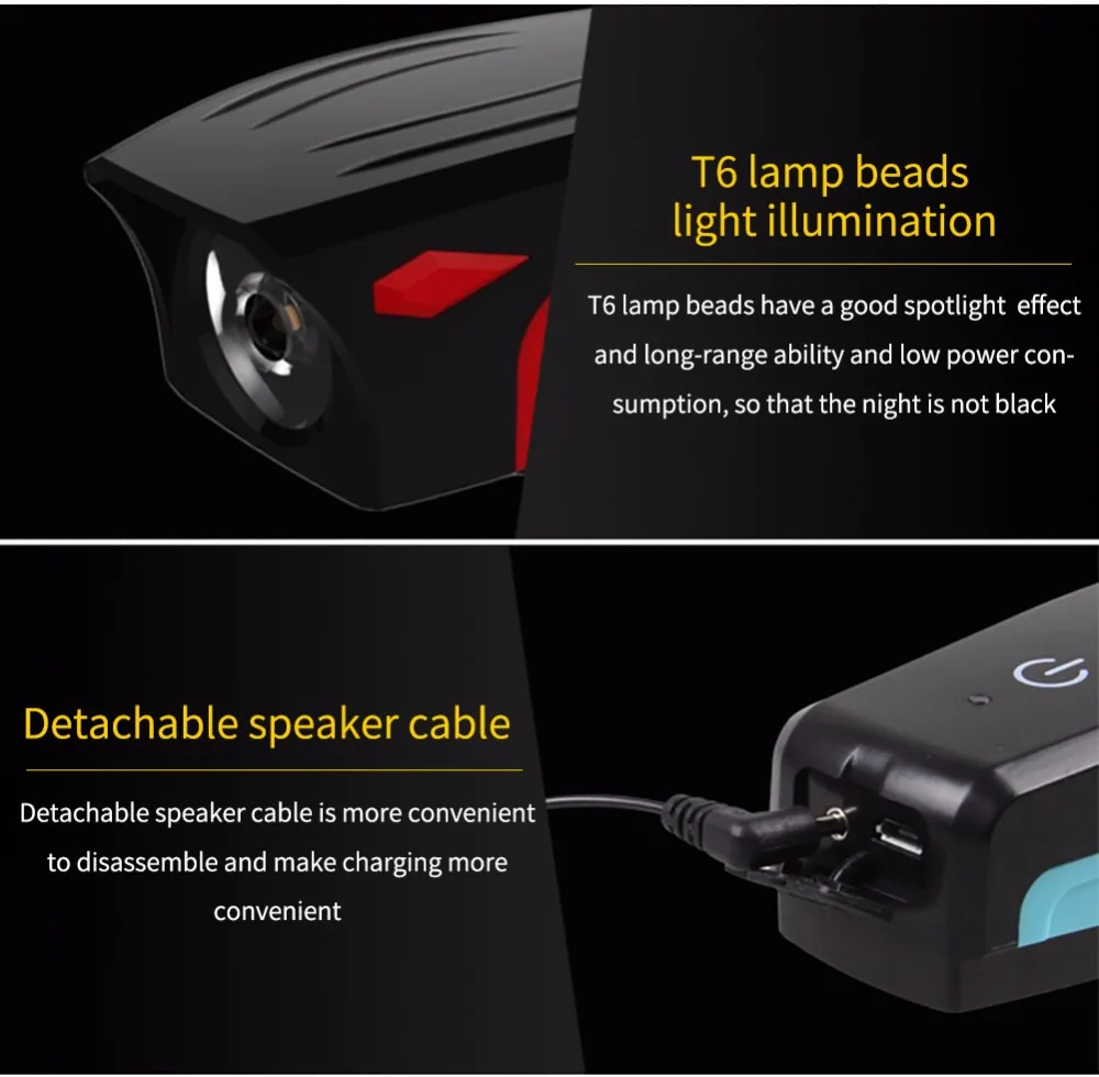 Excellent WEST BIKING Bicycle Front Light USB Lamp Bike 2000mAh 5 Modes Light For Bicycle Headlight Led Rechargeable With 130 db Speaker 12