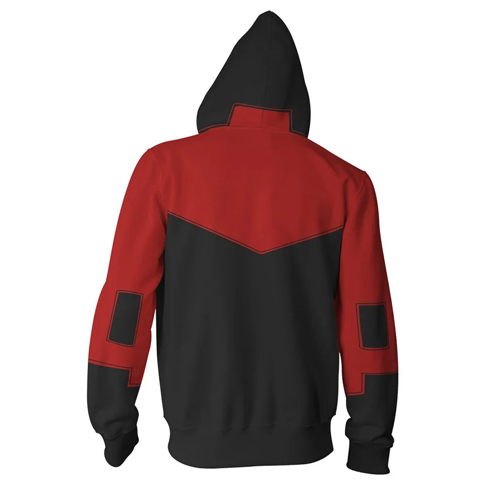 CostumeBuy костюм супергероя подростка титана красный Робин на молнии Young Justice Tim Drake толстовки, свитшоты, куртки пальто L920