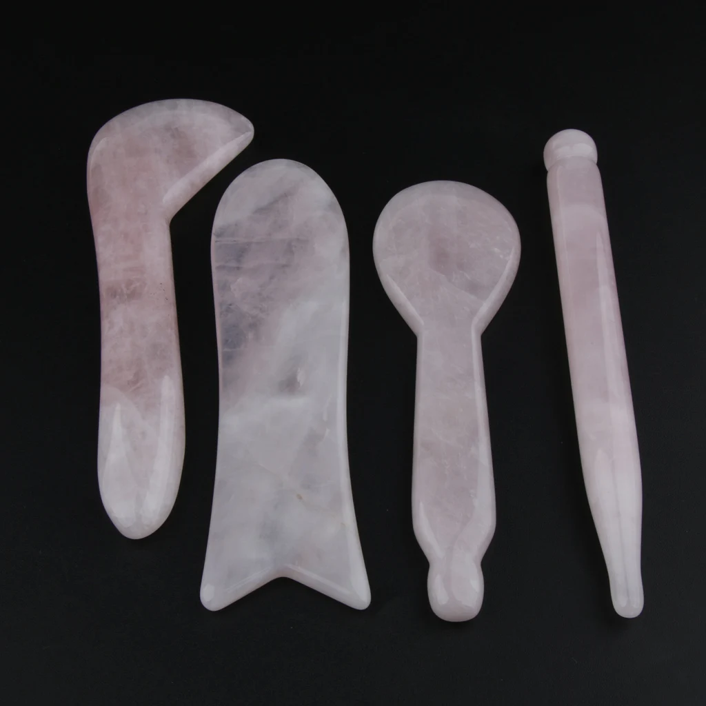 

4 PCS Massager Gua Sha Scraping with Smooth Edge Stone for Facial Body Physical Therapi Tools Trigger Point Treatment