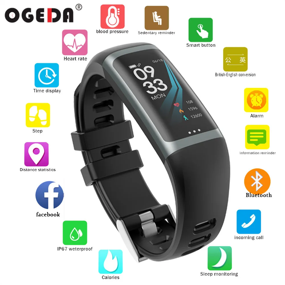 

Smart Fitness Bracelet IP67 Waterproof Color Screen Blood Pressure Oxygen Heart Rate Smart Watch Pedometer Watch Female Male