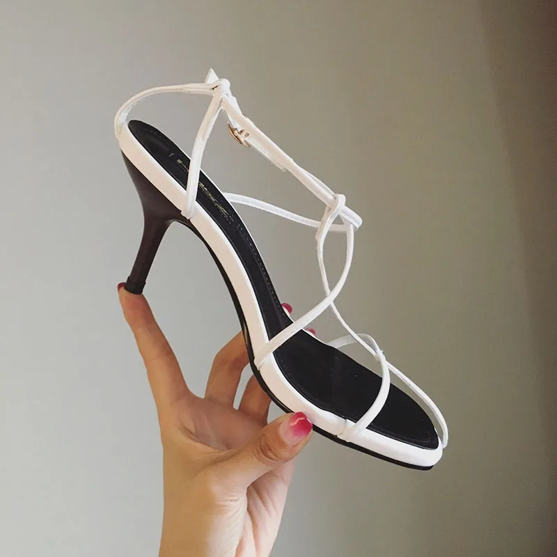 

2019 summer new style simple and simple belt combination high heels personalized Roman style casual shoes