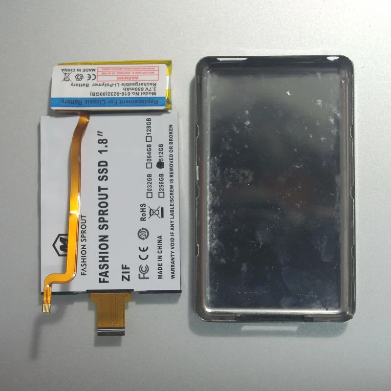 Для iPod classic 7.5th 2.0.5 ver 512GB 1," SSD чип с Чехол Замена батареи для MK1634GAL