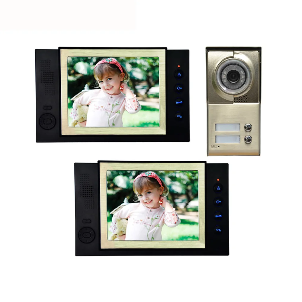 (1 set) Latest Video intercom Smart Home system 8 Inch panel 1 camera to 2 Video door phone waterproof camera RFID card open