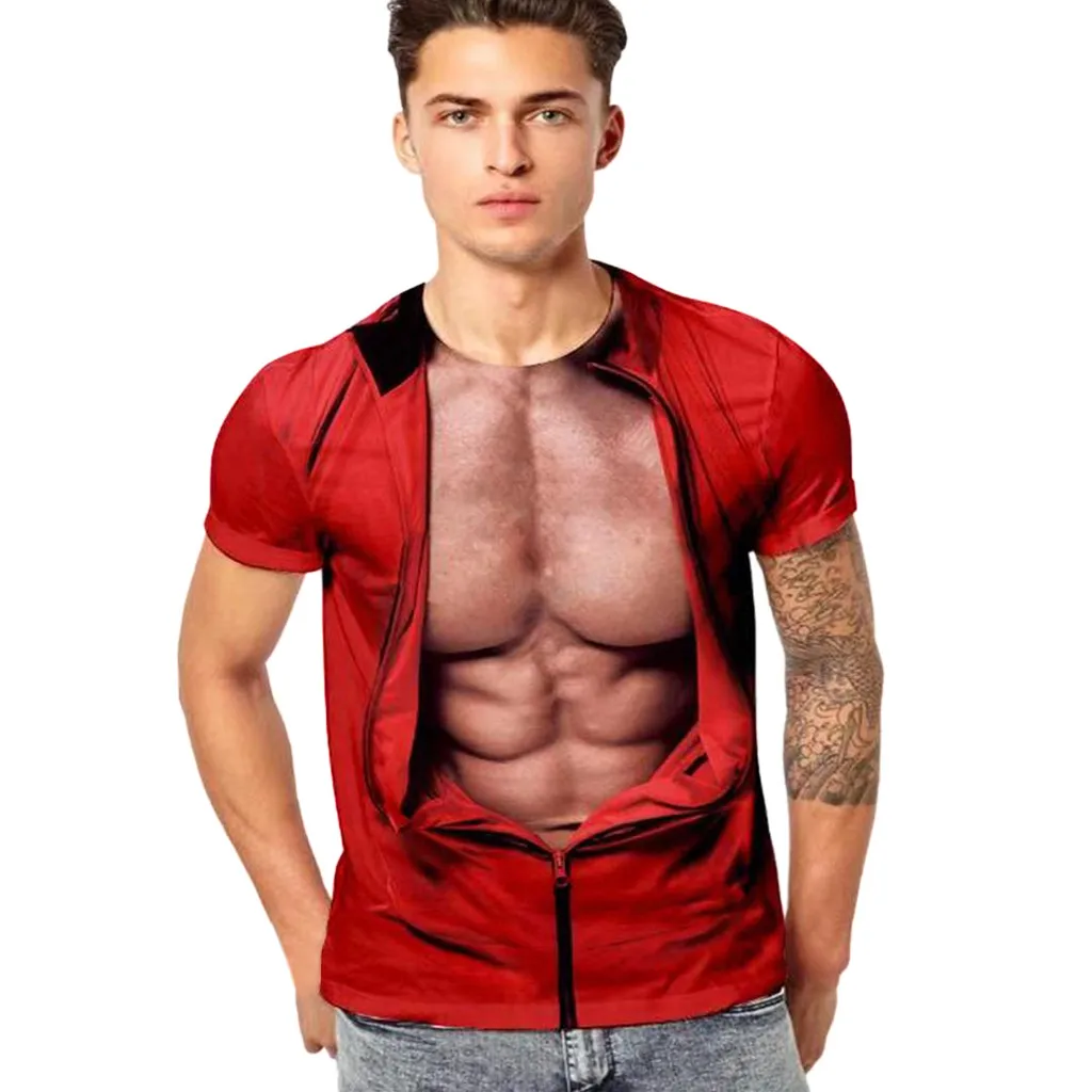 2019 Summer funny t shirts Fashion Print modis Men's Funny 3D Muscle
