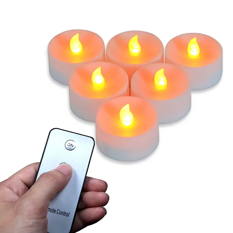 AAA battery operated Fake Candles Remote,12 Pieces Remote Control Amber Flickering Battery