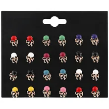 NDFSOUL-SY108 12 пар Милые Красочные эмаль животных Осьминог серьги-гвоздики наборы для женщин детские ювелирные изделия золотые металлические маленькие серьги