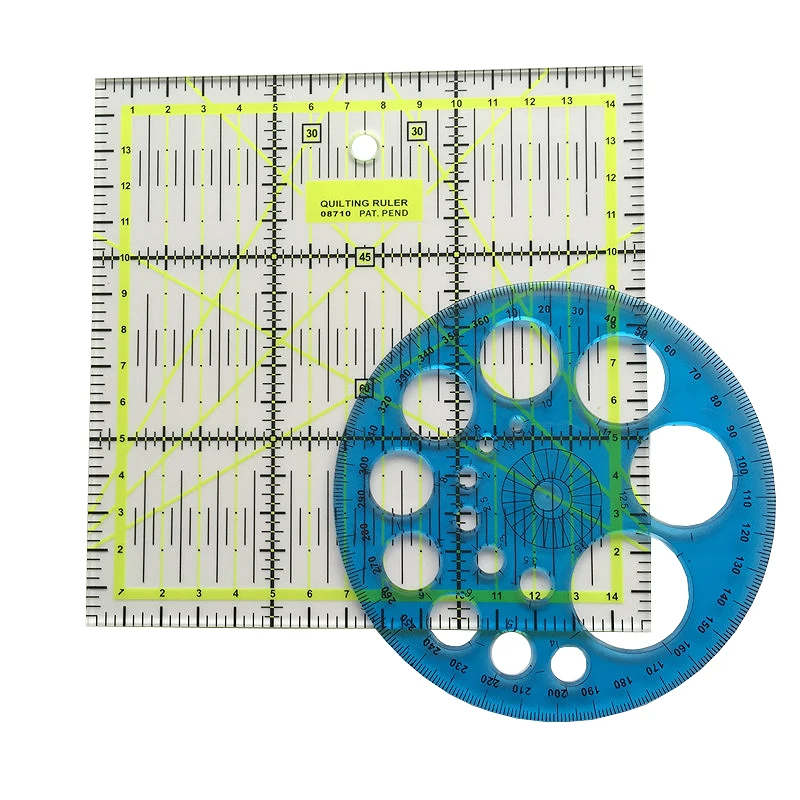 1 компл. 2 шт. золото Портфель 15*15 см акрил Материал лоскутное линейки и синий круг 360 студентов правитель