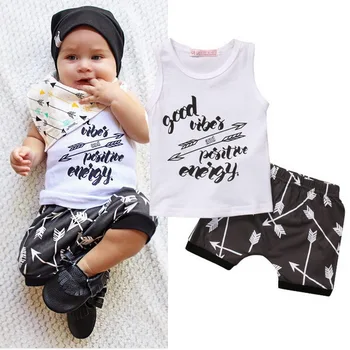 

DHL 20set Toddler Newborn Kids Baby Boys Arrow T shirt Tops Shorts Pants 2PCS Casual Outfit Clothes Summer suit Set