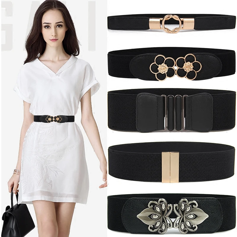 designer belts women Hot Corset belt Personally gold buckle stylish waistbands for Women elastic cummerbunds black Dress wild wedding cummerbund lady gold belt