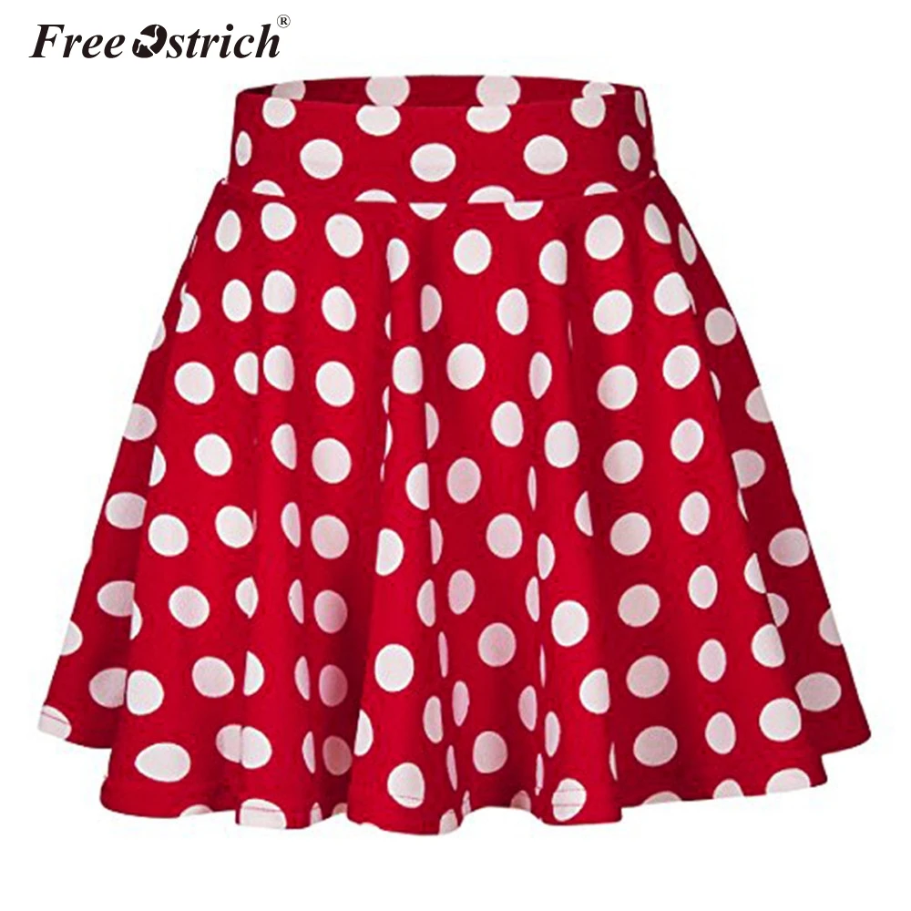 

Free Ostrich Casual Polka Dots Printed Flared Tutu Circle Pleated Midi Skater Skirts High Waist Fall Winter Women Saias N30