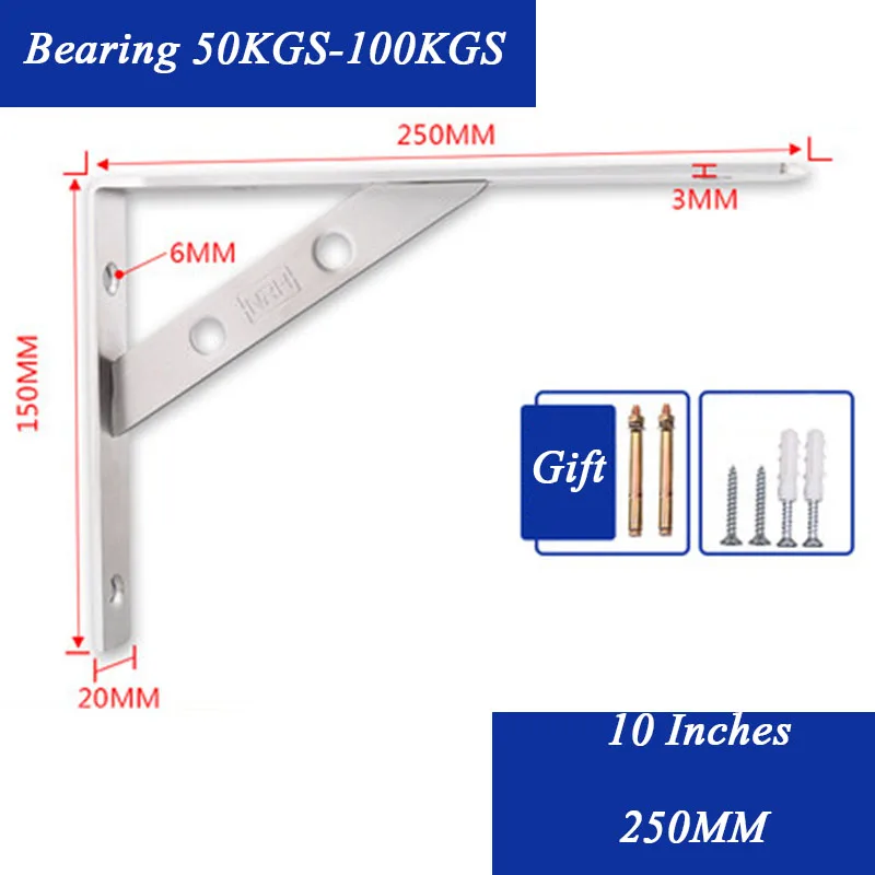 2Pcs 10 Inches Stainless Steel Shelf Triangle Brackets Shelf Holder