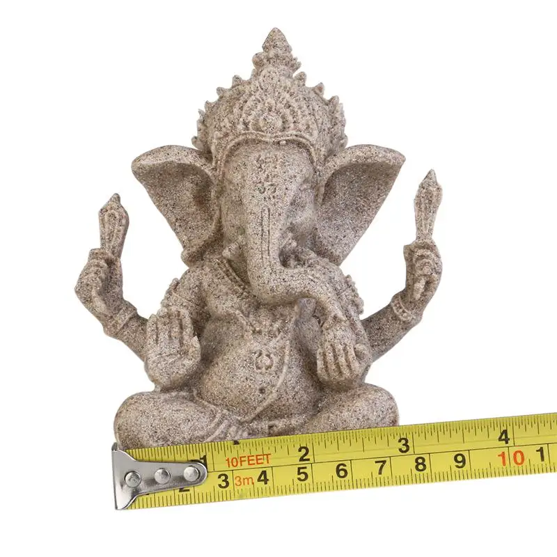 Sandstone Ganesha Elephant Elephant Buddha Statue Hand Carved Figurine