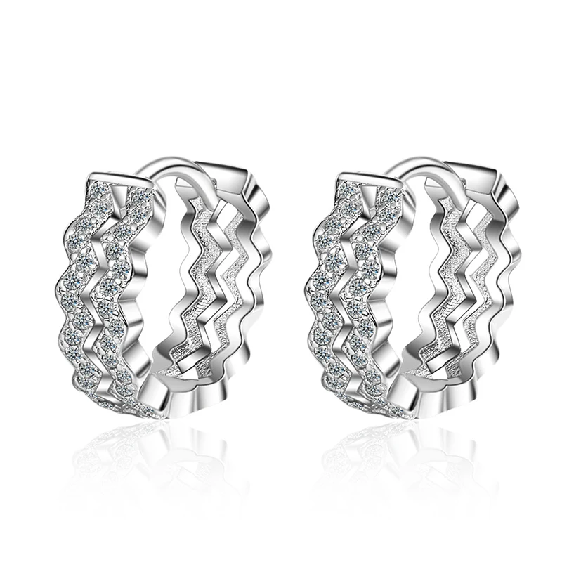 XIYANIKE 925 Sterling Silver Double Wavy Earring Jackets Rhinestone Handmade Simple Geometric Ear Jewelry For Women Gift | Украшения и