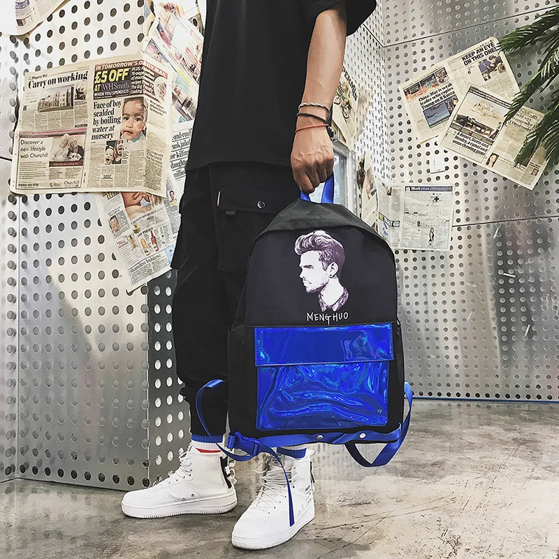 Menghuo Patchwork Women Backpack Laser Holographic Bag Mochila Feminino Silver Multicolor School Bags Leather Daypack Olografico (63)