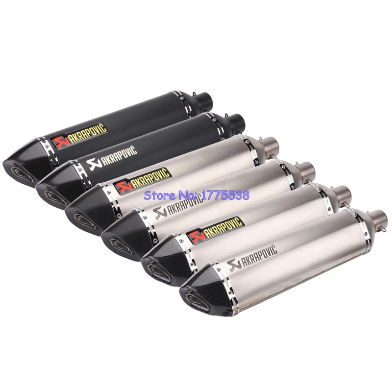 

PHULEOVEO Black Motorcycle Muffler Exhaust Universal ID:51mm Akrapovic Motorcycle Exhaust Muffler Escape with Carbon Fiber Tip