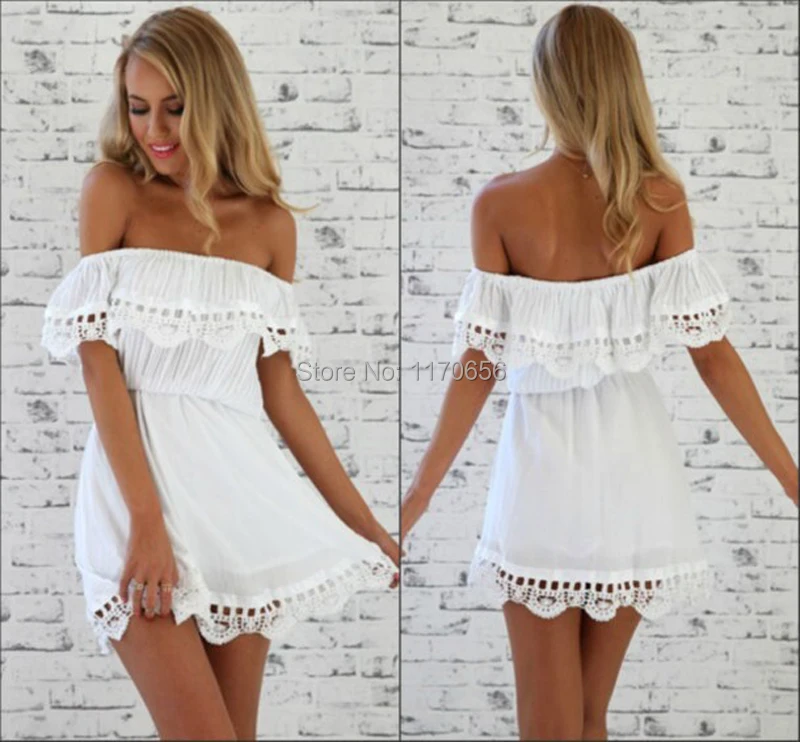 Винтажное платье Honey Moda Сексуальное Белое Кружевное шифоновое с открытыми