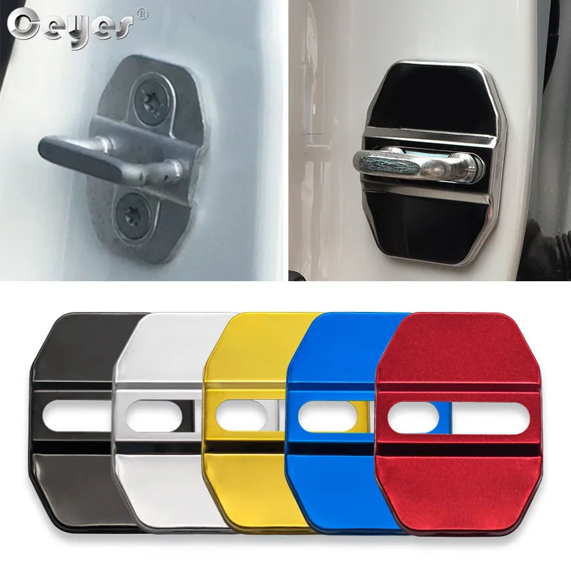 

Ceyes Car Styling Stickers Auto Door Lock Protection Cover Case For Mercedes Benz E B C M ML SLK GLK For Fiat Emblem Accessories
