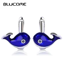 Blucome милые эмалированные маленькие серьги-гвоздики с голубым дельфином, медные Стразы, серьги для женщин и девушек, ювелирные изделия для свадебной вечеринки, шпильки для ушей