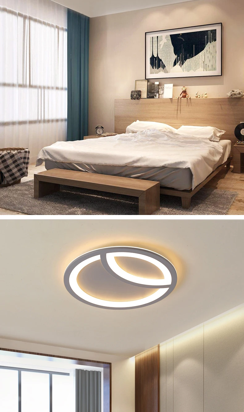 NEO Gleam серый цвет Современные светодиодные потолочные лампы для гостиной спальни Кабинета прямоугольник/Круглый/квадратный потолочный светильник 90-260 в