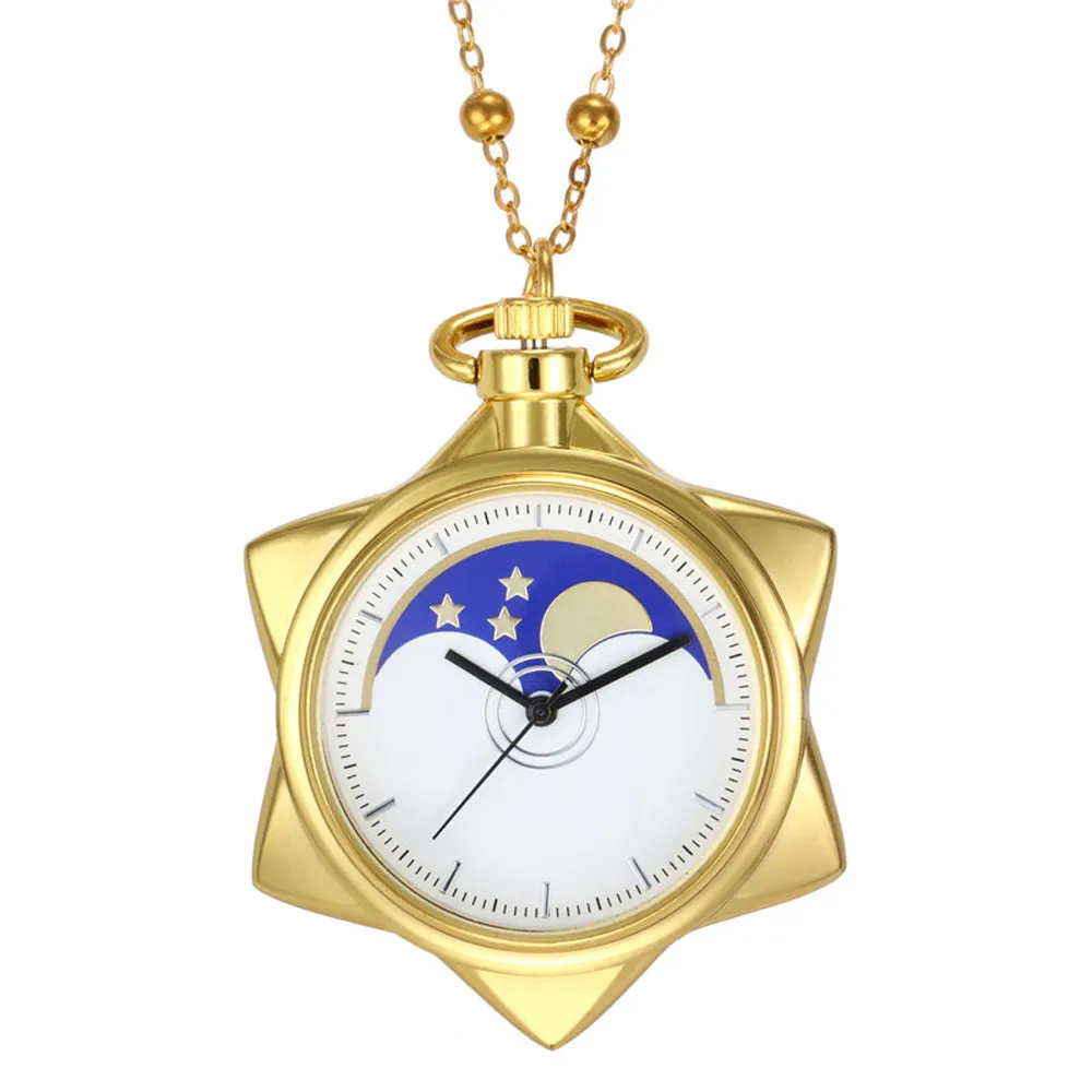 Роскошные карманные часы пятиконечная звезда унисекс Карманные часы модные золотые женские Мужская цепочка ожерелье карманные часы@ 50