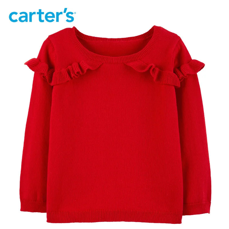 

Carter's Ruffle Pullover Sweater Autumn winter red casual long sleeve cotton girls sweater christmas sweater 253H845