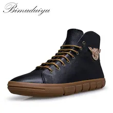 BIMUDUIYU Marke Neue Männer Winter/Herbst Stiefel Warme Echtes Leder Wasserdichte Motorrad Stiefel Plus Size Schneeschuhe Kostenloser Versand