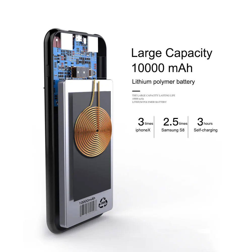 10000mAh Universal Portable LCD Power Bank Qi Wireless Charger For iPhone Samsung Xiaomi Powerbank Mobile Phone Wireless Charger 10000mAh Universal Portable LCD Power Bank Qi Wireless Charger For iPhone Samsung Xiaomi Powerbank Mobile Phone Wireless Charger