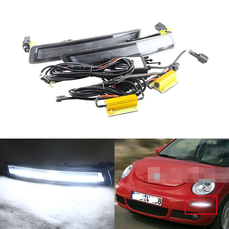 Дневные ходовые огни Switchback 2 в 1 белые светодиодные дневные для VW Beetle 2006 2010