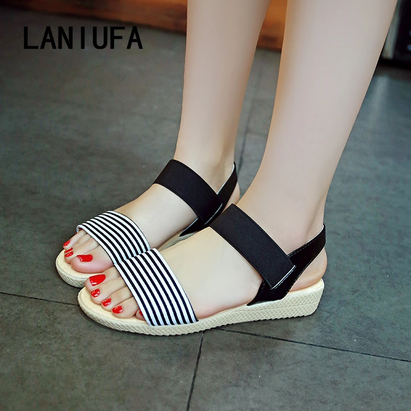 

Fashion Summer Sandals Women Flats Casual Suede Slip-On Peep Toe Rome Peep Toe women Shoes Sandals mujer Plus Size 35-40 #339