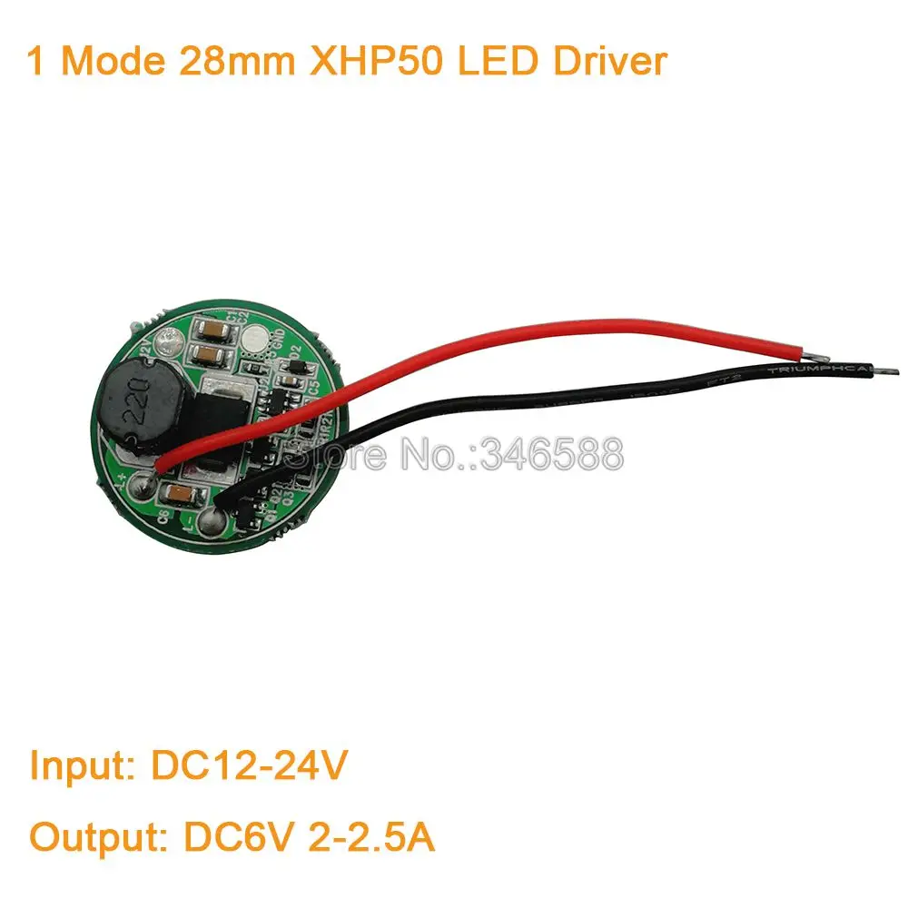 

28mm 1 Mode XHP50 XHP-50 LED Driver Input DC12V-24V Output DC6V 2-2.5A Transformers Used for Car / Motorcycle / Flashlight