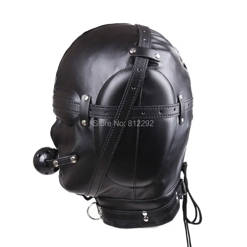 2017 New BDSM Bondage Mask With hollow Mouth Gag SM Totally Enclosed Hood Sex Slave Head Hood Sex Toys For Couples Sex product