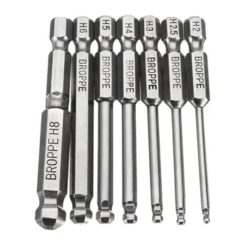 

HLZS-BROPPE 7Pcs S2 Magnetic Ball Screwdriver Bit 1/4inch Inch Hex Shank