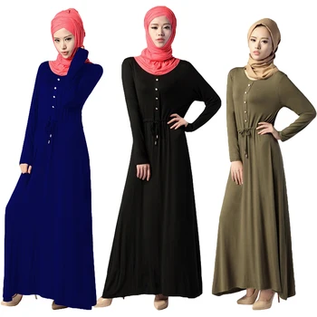 

Bubble Tea New Muslim Dress Islamic Dubai Arab Robe Abaya Women Clothing Malaysia O-Neck Long Sleeve Modal Dresses Cocktail