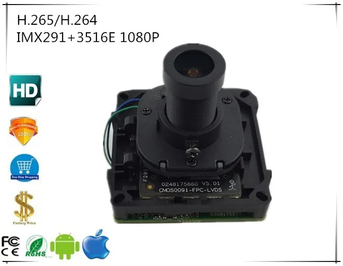 

IMX291+3516E 1080P H.265/H.264 IP Camera module Board with M12 Lens IRC FishEye Panorama 180 Degrees 2.8-12mm XMEYE CMS ONVIF