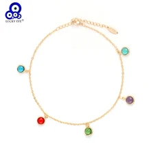 Lucky Eye красочный ножной браслет со стразами-подвесками Золотая цепь браслет цепочка для женщин женские богемные ювелирные изделия EY6249