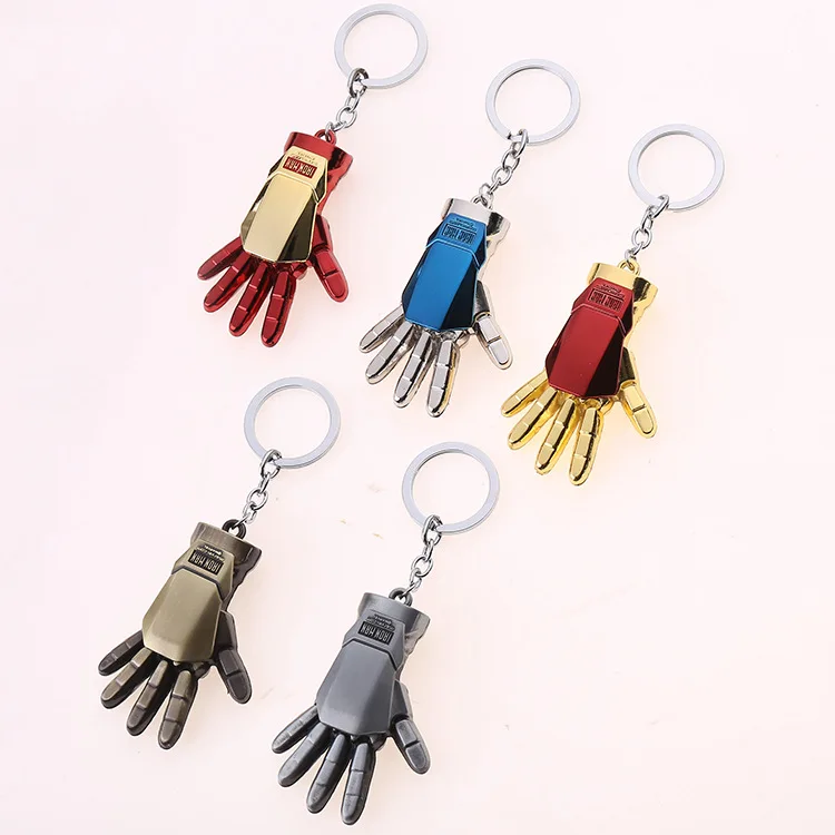 

5 Color Metal Marvel Avengers Captain America Shield Keychain Iron man Hand Toys Keyring Key Gift Toys