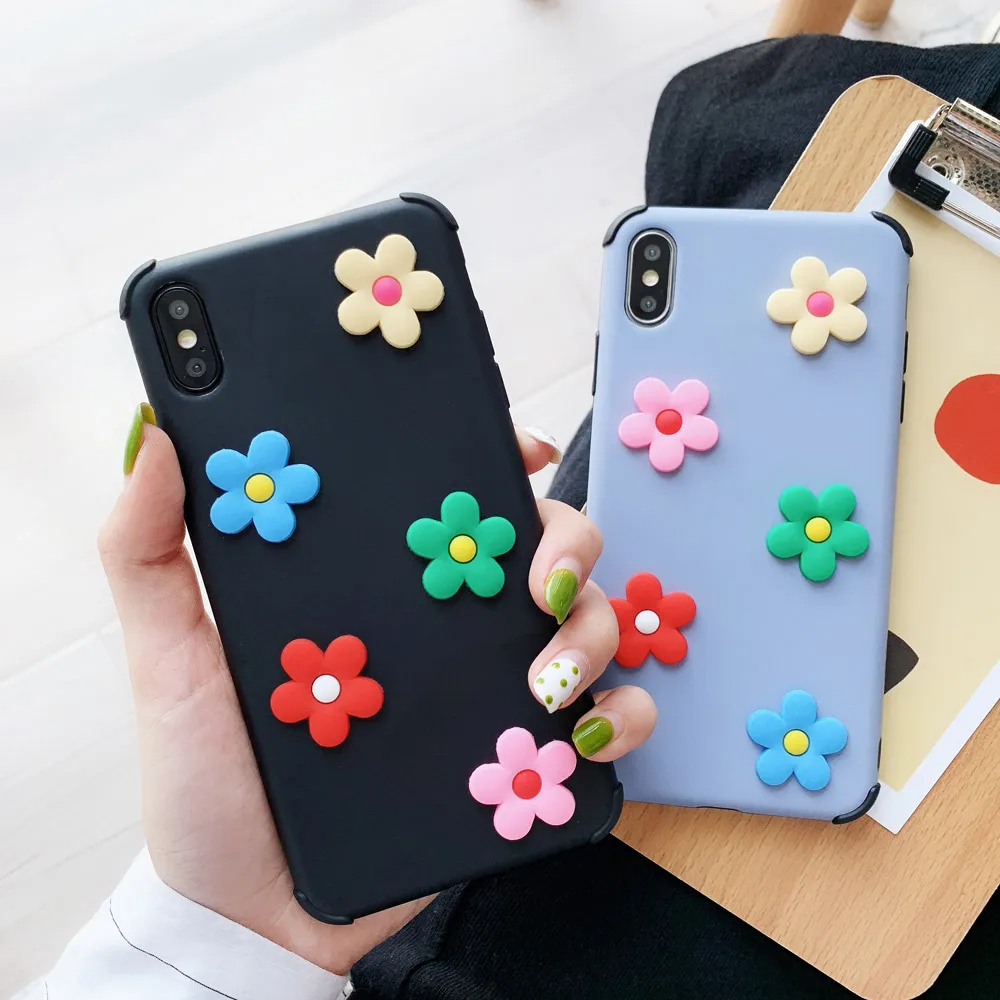 

3D Flowers Case for Samsung S10 PLUS Case S10e S10 Lite Anti-knock Phone Case for Samsung S8 S9 NOTE9 Candy Color Cover Conque