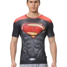 Красный Плюм Для мужчин сжатия Фитнес одежда спортивная футболка, Супермен Человек Рубашка