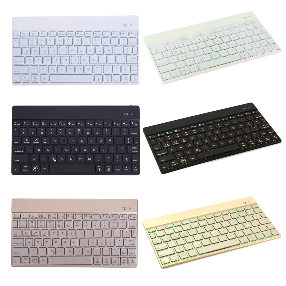 

Ultrathin Wireless Bluetooth Keyboard 7 Colors illuminated Backlit Portable Silm Gaming Bluetooth 3.0 Keyboards for PC Tablet