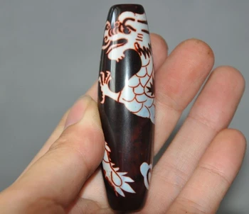 

Collect Rare Old Tibet Natural Agate Dzi Pray Bead Dragon Amulet Pendant Antique
