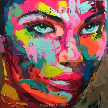 

Palette knife painting portrait Palette knife Face Oil painting Impasto figure on canvas Hand painted Francoise Nielly 16-6