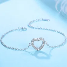 

New Arrival 925 Sterling Silver Lovely AAA Zircon love heart Pendant European Charm Bracelets & Bangles Jewelry
