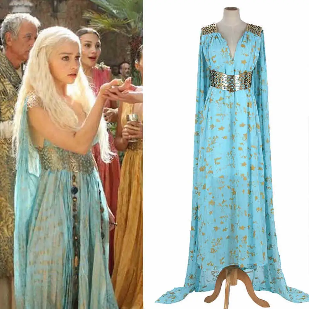 Game Of Thrones Daenerys Targaryen Cosplay Long Blue Dress Costume Stormborn Targaryen The Game Of Thrones Daenerys Targaryen Cosplay Long Blue Dress Costume Stormborn Targaryen The